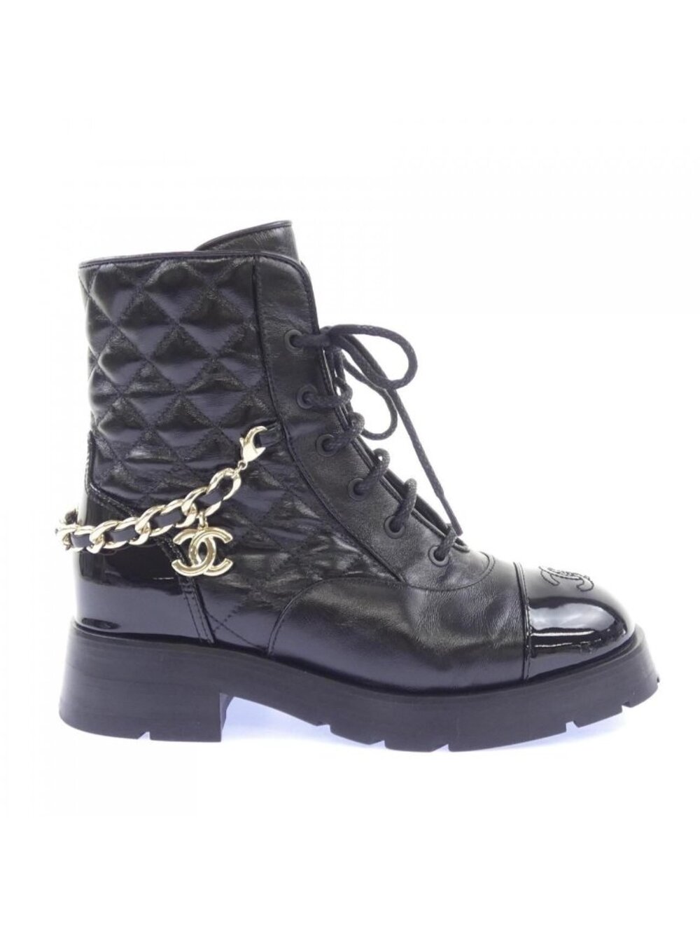 Chanel Lace-up Boots Black